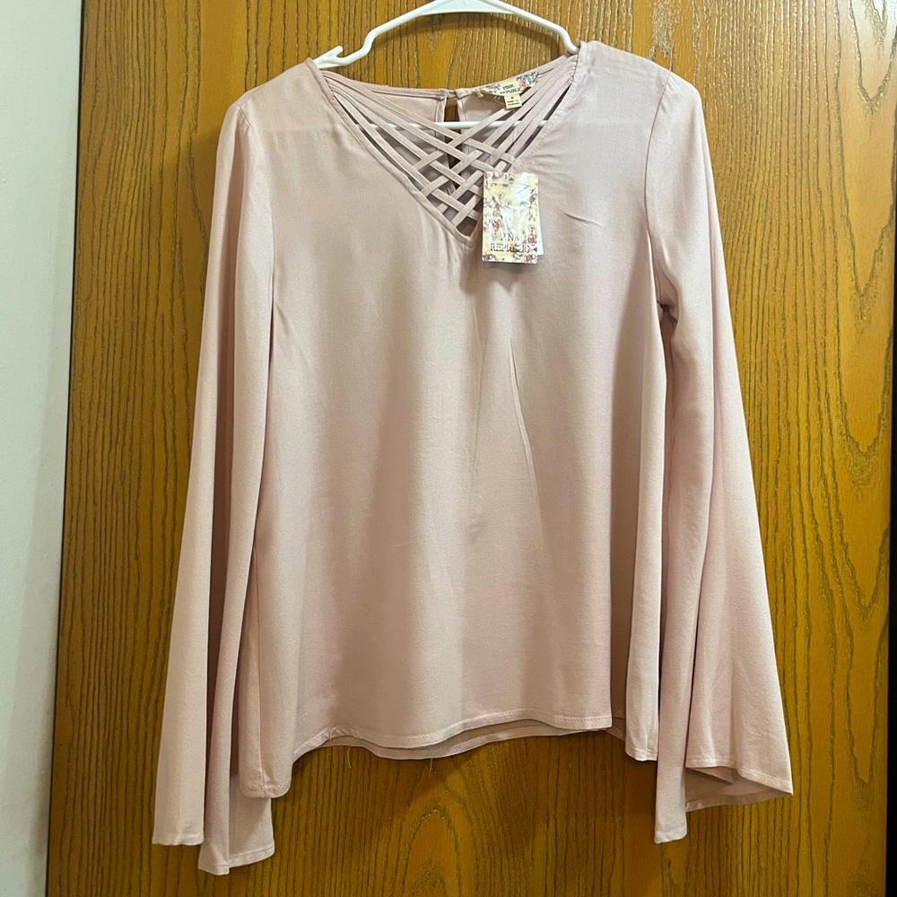 Pink Moonstone Criss Cross Lace Up Top